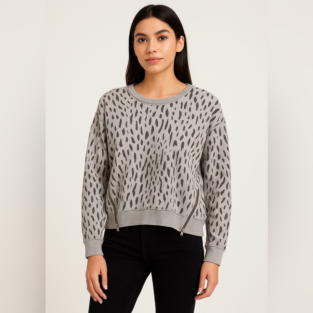 Rails Grey Leopard Print Sweatshirt – Size XS